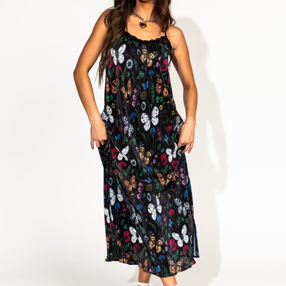 Colorful Butterfly Print Maxi Dress